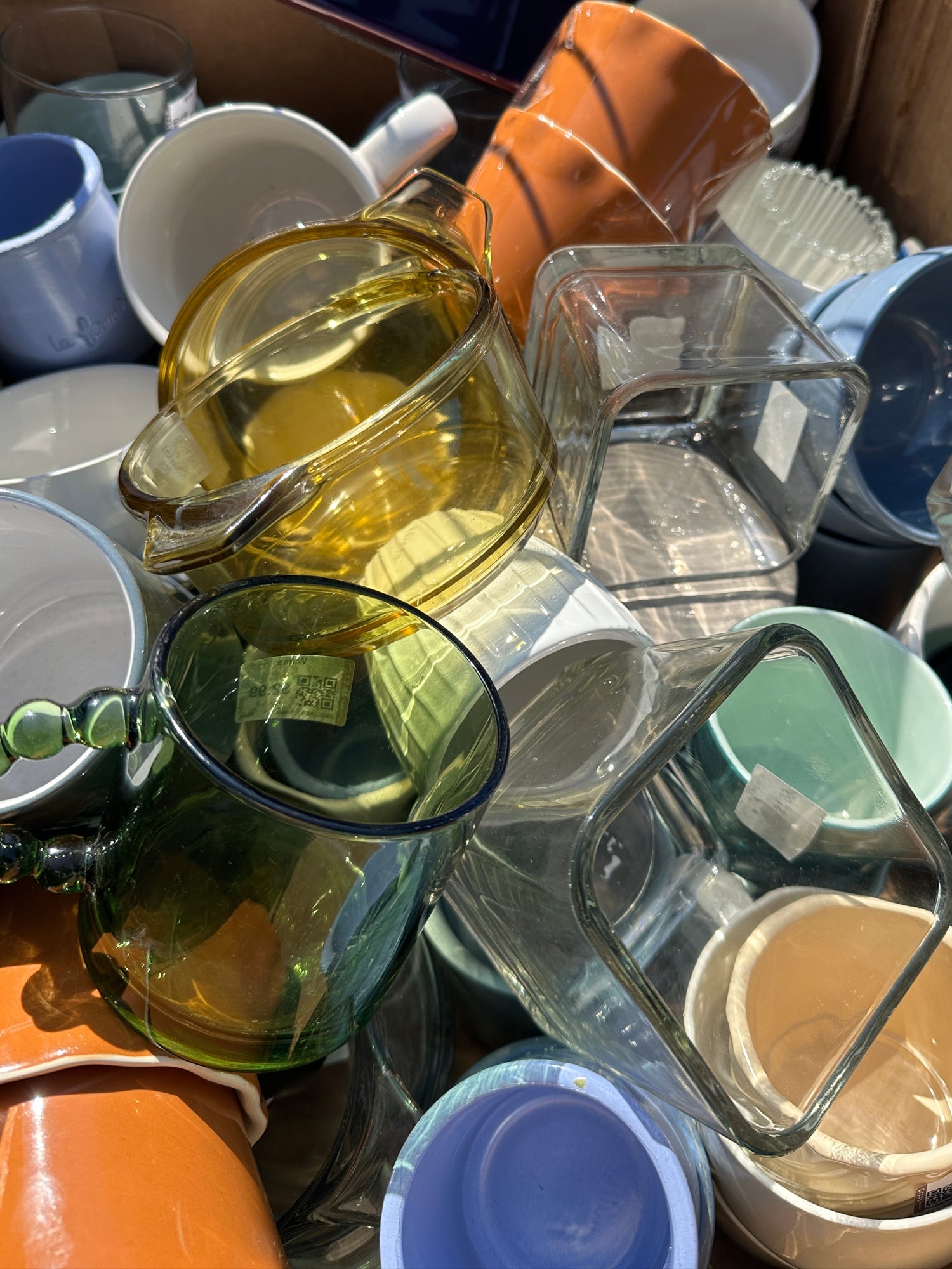 Box of recycled jars that will soon be Oceans Deep Candles!